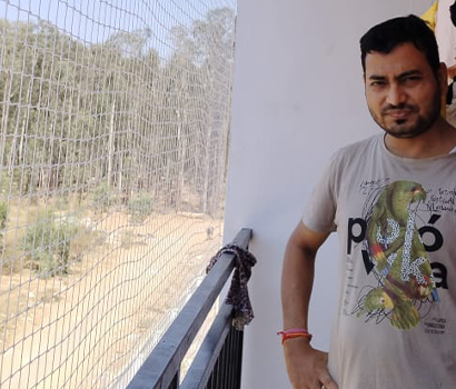Balcony safety nets installed in a home for bird protection and balcony safety in Bangalore
