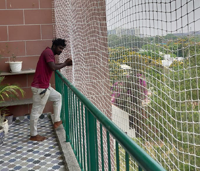 Pigeon bird netting installed in a home for pigeon net for balcony and pigeon nets for balconies in Bangalore.
