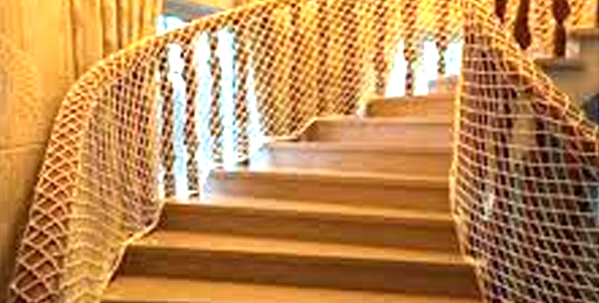 Staircase safety nets in Bangalore installed for fall protection and safety.
